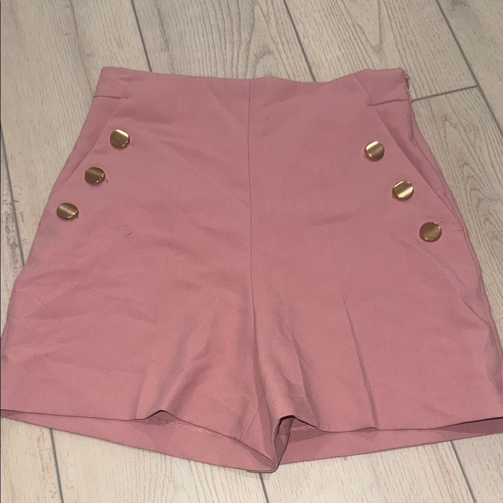 Zara Sailor-Style High Waist Shorts in Rose